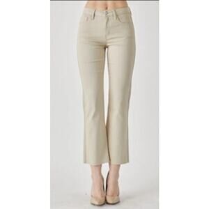 Risen NWT Khaki Mid-Rise Raw Hem Straight Leg Jeans Size - 31/13